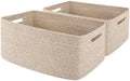 OIAHOMY Storage Basket for Shelves, Closet Cube Storage Bins Baskets for Clothes Blanket Towels, Baby Nursery, Toy Baskets Box, Woven Rope Basket, 17.72 * 12.99 * 7.87 IN, 2 Packs Brown by MasterofSpaceOptimization