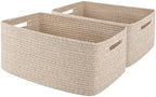 OIAHOMY Storage Basket for Shelves, Closet Cube Storage Bins Baskets for Clothes Blanket Towels, Baby Nursery, Toy Baskets Box, Woven Rope Basket, 17.72 * 12.99 * 7.87 IN, 2 Packs Brown by MasterofSpaceOptimization
