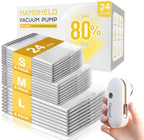 24 Pack Vacuum Storage Bags with Electric Pump, Type-C Rechargeable Portable Vacuum Seal Bags for Clothes, Travel Space Saver Bags for Luggage, Closet, Bedding & Home Storage, White by SNOCOD