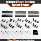 Garage Tool Organizer Wall Mount 99 inches with 18 Adjustable Heavy-Duty Hooks, Garage Organization, Garden Tool Storage Rack for Garage, Yard, and Shed, Holds Up to 750 lbs - Image 3