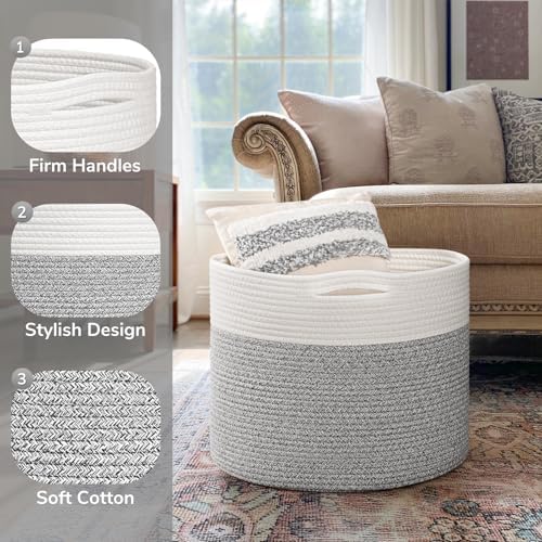 Goodpick Woven Blanket Basket Living Room, Toy Bin for Playroom, 45L - Image 5