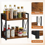 Giikin Kitchen Counter Shelf, Kitchen Countertop Organizer, 2 Tier Spice Rack for Counter, Wood Coffee Bar Organizer for Coffee Station (Brown, L) - Image 2
