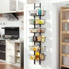 6-Tier Over The Door Organizer Metal Spice Rack Hanging Storage Pantry Organizer with Adjustable 6 Baskets, Space-Saving Behind Door Shelf for Kitchen, Bathroom, Laundry Room, Black by Upesitom