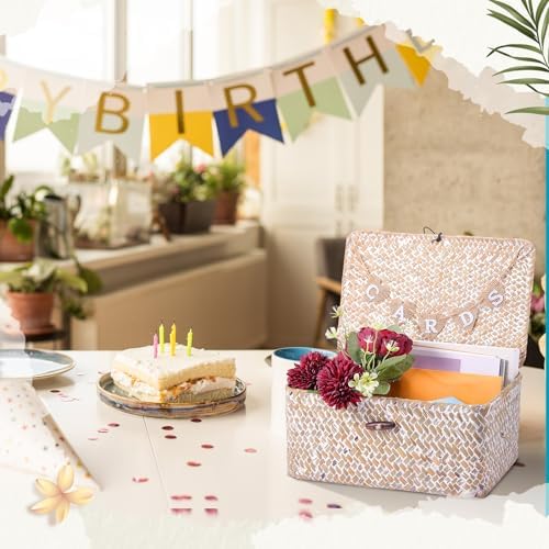 Geelin Seagrass Wedding Card Basket with Card Banner,11 Inch,White - Image 5
