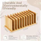 Suzile Bamboo File Mail Organizer for Desk, 10 Slot Vertical File Sorter,Letter Sorter, Desktop Mail Holder, Wooden Office Desk Organizer Countertop Paper Holders for Documents, Envelope - Image 2