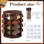 Yungyan Acacia Wood Rotating Spice Rack with 16 Empty Jars and Labels - Image 3