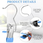 Yinder Boot Hangers Clips Laundry Hooks Hanging Stainless Steel Clothes Pins Portable Hangers for Closet Travel Socks Pants Handbags Hats Towels(Blue,250 Pcs) - Image 4