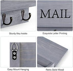 DLQuarts Solid Wood Mail Organizer with Key Holder for Wall, Mail Sorter Wall Mounted, Decorative Wooden Key and Mail Holder with 3 Hooks, Weathered Gray - Image 4