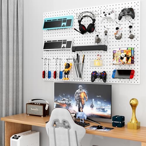 Peg Board Kit, Includes Pegboard and Accessories,with Hooks and Bins,Peg Board Wall Organizer for Office,Ornaments Display,Crafts Organization (66, White) - Image 7
