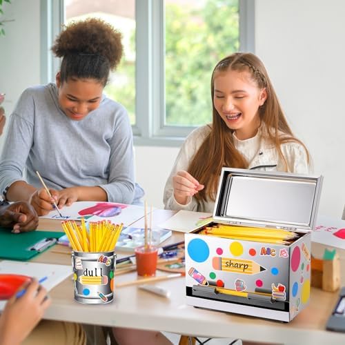 Mifoci 8 Pcs Pencil Dispenser for Classroom Stainless Steel, Silver - Image 6