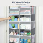 Yecaye Over The Door Organizer, 6 Tier Extra Large Behind Door Storage of 12 Compartments, 80lbs Heavy Duty Door Organizer Hanging with Clear Window for Closet Bedroom Pantry Bathroom, Grey - Image 4