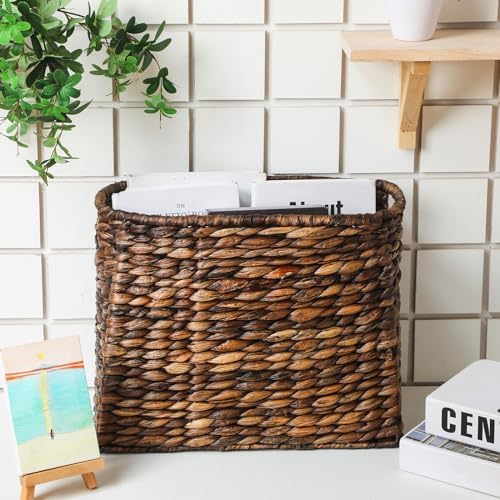 Tatuo Woven Magazine Holder Basket, Tall Seagrass Storage, Dark Brown - Image 5