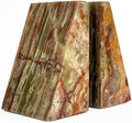 Ottimo Premium Polished Natural Marble bookends for use as Bookshelf Decor, Home, Office or Kitchen Shelves. Heavy, Triangular,and Modern Decorative Book Stopper with Anti-Slip Pads (Green Onyx) by Ottimo