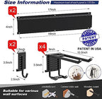 Sttoraboks Garage Wall Organizer, Heavy Duty Tool Hangers for Garage Wall with 6 Double Hooks & 2 Rails, Tool Organizer Wall Mount, Garage Hanging Storage Rack for Shovel, Rake, Broom and Ski Gear - Image 2
