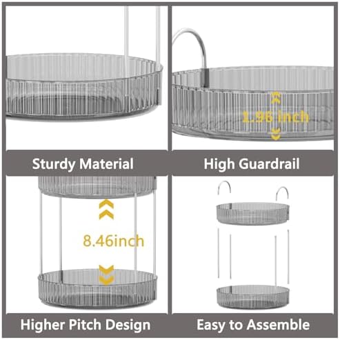 Asayuee 360 Rotating Makeup Organizer,3 Tier Large Capacity Make Up Organizers and Storage,Makeup Organizer for Bathroom,Cosmetic Perfume Stand Organizer(Grey-3 Tier) - Image 4