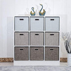 Posprica 3X Thicker Fabric Storage Cubes 13 inch Collapsible Storage Bins for Organization, Cubby Storage Baskets for Organizing Shelf Cabinet Bookcase Boxes, Set of 4, Coffee - Image 5