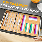 Bamboo Ziplock Bag Organizer for Kitchen Drawer & Wall Mount, Food Storage Baggie Holder, Fits Gallon Quart Sandwich Snack Freezer & Slider Bags, No Assembly, 9 in 1,Natural Color - Image 3