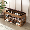 Shoe Rack Bench with Hidden Storage, 2‑Tier Solid Rubberwood Entryway Bench by IUNVR