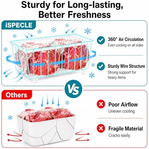 iSPECLE Deep Freezer Organizer Bins - Small Baskets for 7 Cu.Ft, 8 Pack - Image 5