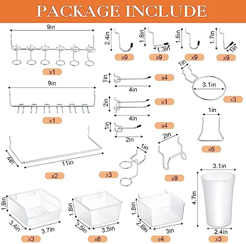 Zubebe 106 Pcs Pegboard Hooks Assortment with Bins, Silver, Clear - Image 2