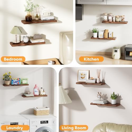 Organic Wavy Edge Floating Shelves,Hidden Brackets,2 Pack 24 in - Image 6