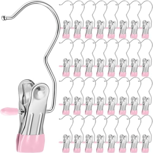 Yinder Boot Hangers Clips Laundry Hooks Hanging Stainless Steel Clothes Pins Portable Hangers for Closet Travel Socks Pants Handbags Hats Towels(Pink,250 Pcs) by Yinder