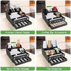 Kitchen Utensil Holder with Drawer, Farmhouse Spatula Organizer for Countertop,Large Capacity Flatware Spoon Forks Knives Cooking Tool Cutlery Holder for Party Picnic BBQ with 11 Compartments(Black) - Image 7