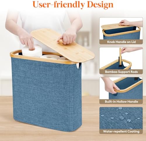 Lifewit Toilet Paper Storage Holder, Extra Large Stand Basket 30L Dark Blue - Image 4