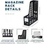 Glenmal 6 Pcs Magazine File Holder Collapsible Desktop Organizer, Black - Image 2