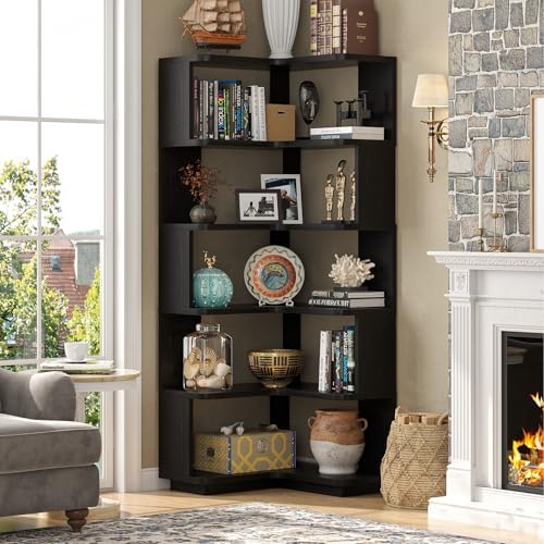 Armocity Corner Book Shelf, 6-Shelf L Shaped Corner Bookshelf with Baffle - Image 2