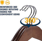 Wood Hangers - 60 Pack Solid Shirt Hangers, Heavy Duty & Slim Wooden Hangers, for Suit, Coat, Jacket, Pants (Walnut) - Image 2