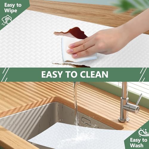 Shelf Liners, Non-Adhesive Drawer Liner, Waterproof & Oil-Proof Kitchen Cabinet Cupboard Liner Plastic EVA Material BPA Free Fridge Liner Mats Paper Protector for Shelves (White/16in x 240in) - Image 5
