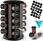Handisen Rotating Spice Rack Organizer for Cabinet, Spice Racks Storage with 20 Jars, Spinning Spice rack for Kitchen Countertop, Spice Holder,Seasoing Storage Racks, Black by Handisen