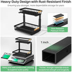 Kitstorack Under Sink Organizer, 2 Tier Under the Sink Storage, Slide out Pull out Cabinet Organizer Shelf, Metal Sliding Drawer for Kitchen Bathroom Pantry Closet Organization Rack, Black, 1 Pack - Image 5