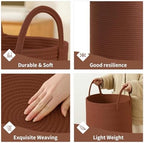 Laundry Basket Hamper Tall Rope Storage Woven for Blanket toys Dirty Clothes in Living Room Bathroom Bedroom (Dark Brown, 100L/26.4Gal) - Image 5