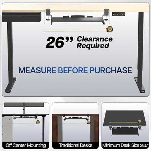 VIVO Light Wood Clamp-on 20 x 11 in Keyboard Tray, MOUNT-KB05ES-A - Image 3