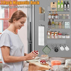 Magnetic Spice Rack for Refrigerator, 7 Pack 100% Metal Strong Magnet Shelves, Kitchen Spice Organizer W/ Hook Rack, Paper Towel Holder, Utensils Caddy, Home Laundry Room Storage Organization (Grey) - Image 6