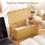Novabright Rattan Cable Management Box with Scalloped Lid, Natural - Image 4