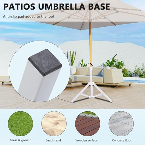 Beach Umbrella Stand Base,Portable Foldable Sun Umbrella Stand White Triangular Iron Support Base for Patio Beach Garden Camping Fishing Outdoor Sunshade Stand - Image 5