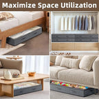 10 Pack Under Bed Storage Containers 90L Underbed Closet Organizer System Collapsible Storage Bins with Clear Window and Reinforced Handles for Bedding Pillows Blanket Towels Clothes Wardrobe Bedroom - Image 4