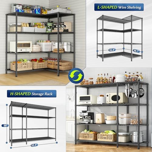 Romorgniz 52.4" W Storage Shelves, 1120LBS Heavy-Duty&L-Shaped for Kitchen - Image 4
