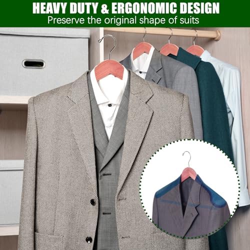 Amber Home 10 Pack Cedar Wood Suit Coat Hangers with Extra Wide Shoulder - Image 6