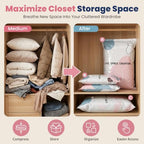 8PCS No Pump Vacuum Storage Bags, No Pump Large Vacuum Storage Compression Bags, Thick Airtight Reusable Organizer for Clothes Comforters Travel Moving Closet Storage (M) - Image 6