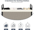 STO STO Laundry Hamper 4 Section, 140L Rolling Laundry Sorter Cart with Removable and Washable Liner Bag, Clothes Hamper with Wheels and Metal Handle for Laundry Room and Bedroom, Beige - Image 6