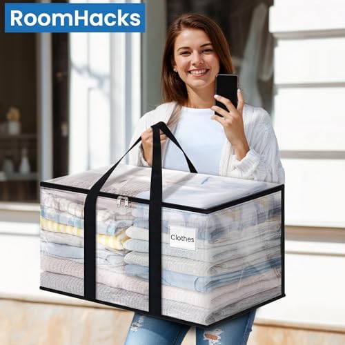 RoomHacks Moving Bags, Heavy Duty Large Storage Bags, 125L, 4 Pack, Clear - Image 6