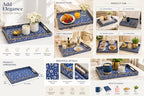 Decorative 3pcs Tray Set with Gold Handles, Elegant Luxury Style, for Living Room, Kitchen and Vanity. (Mosaic Blue Design) - Image 6
