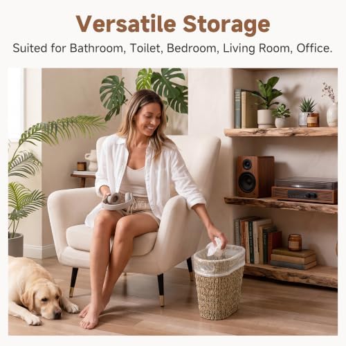 StorageWorks Seagrass Bathroom Trash Can, Wicker Waste Basket for Bedroom - Image 5