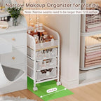 Hongtamoya Rolling Makeup Cart Organizer with 3 Drawers, Narrow Floor Skincare Organizers, Cosmetics Display Cases Vanity Organizer for Skin Care Nail Polish Perfume Makeup Brush, White - Image 2