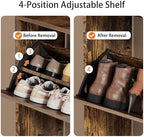 Brown Hidden Shoe Cabinet with 3 Flip Drawers & Coat Rack, Entryway - Image 4