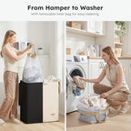 SOLEDI Large Double Laundry Hamper with Lid, Collapsible Clothes Hamper 2 section with Removable Bags, Space-Saving Laundry Basket for Bedroom, Dorm, College - Image 4